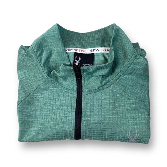 Spyder Active ProWeb Pullover Mens Sz M GRN 1/4 Zip LS 4Way Performance Stretch - Picture 2 of 12